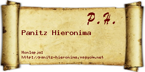Panitz Hieronima névjegykártya